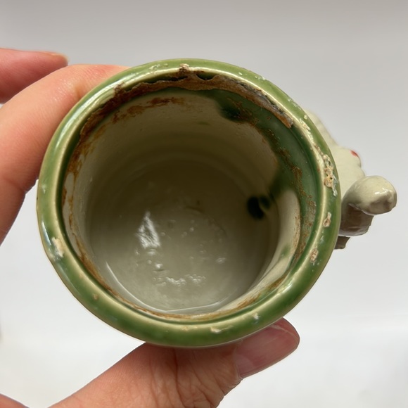 Vintage small  ceramic planter with 3D lucky elephant - Picture 6 of 8